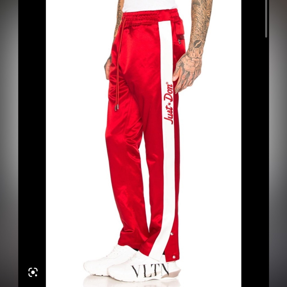 🔥SEND OFFERS🔥 JUST DON RED SATIN Tearaway Pants​​